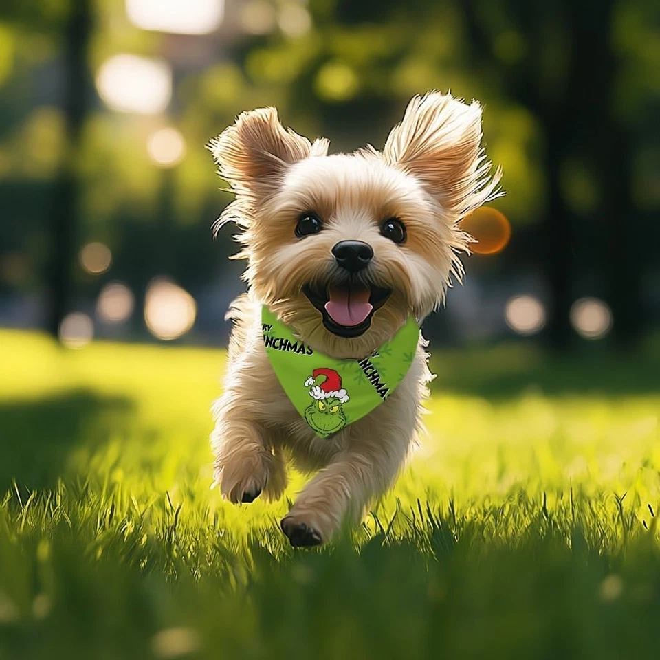 2PCS Funny Grinch Christmas Dog Bandanas Adjustable Double-Sided Scarf - Image 4 of 4