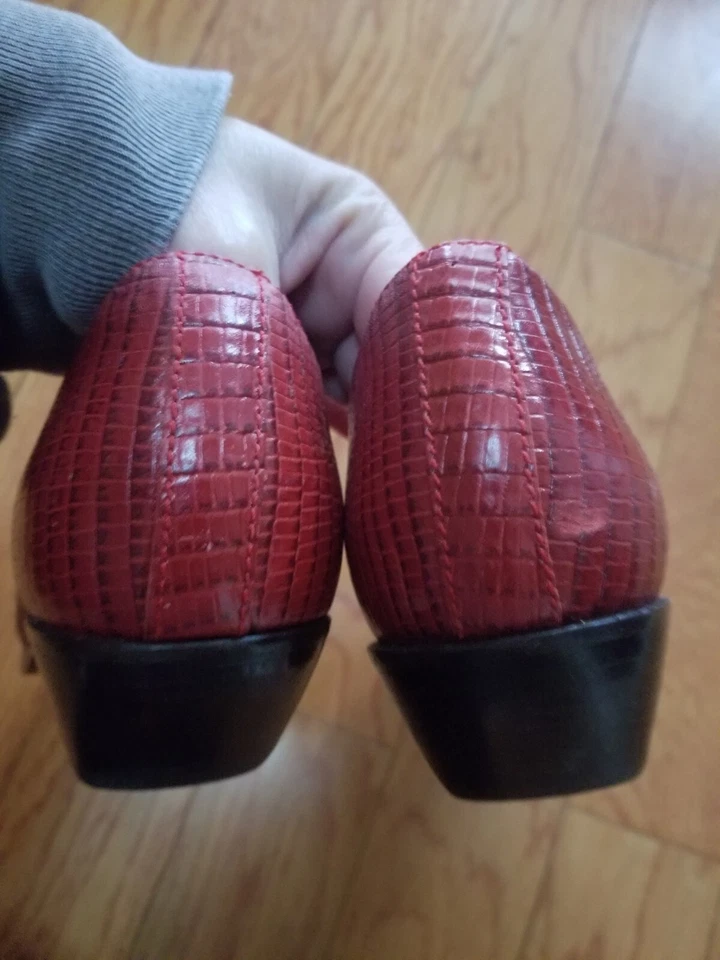 ZAPATOS VAQUEROS OCCIDENTALES DE PIEL DE SERPIENTE ROJA VINTAGE NINE WEST TALLA 6,5 Foto 3 de 4