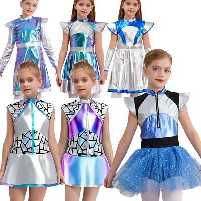MARKENLOS Kinder Mädchen Halloween Alien Kostüm Weltraum Cutie Party Kleid Alien Cosplay