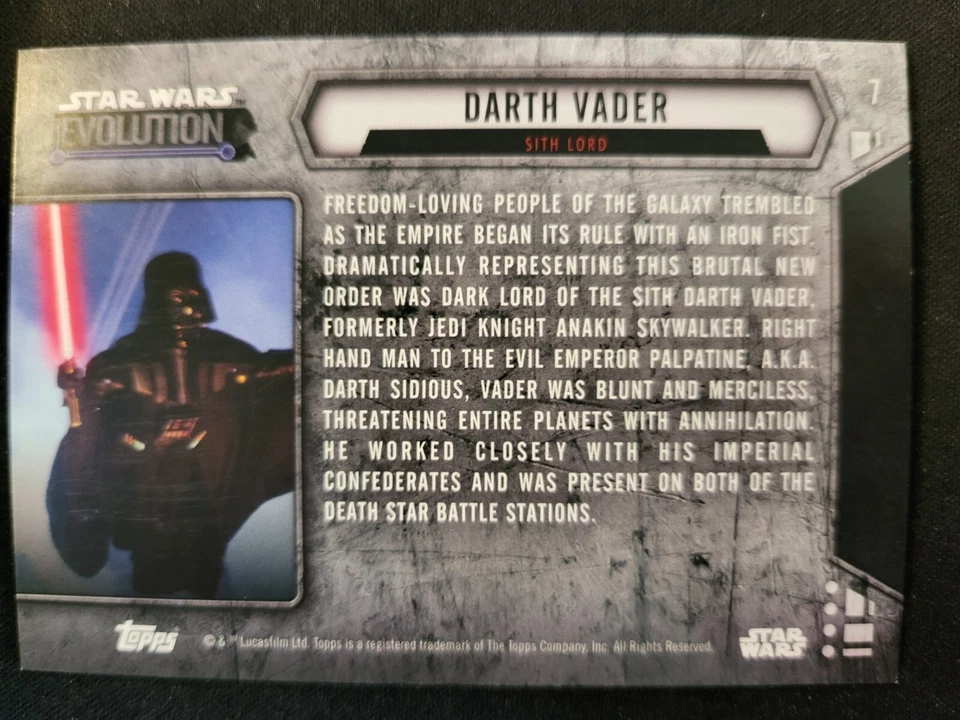 2016 Topps Star Wars Evolution Darth Vader FOIL card #7 - Image 2 of 2