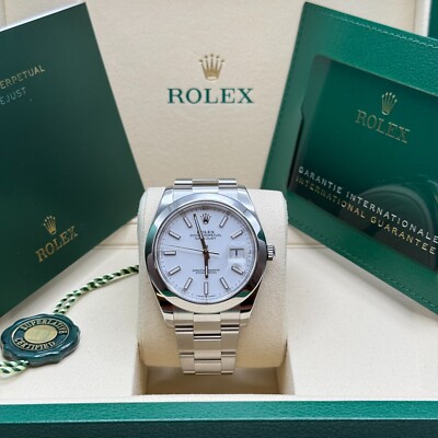 Rolex Datejust 41 NEW 2025 White Index Dial Stainless Steel Smooth Bezel Oyster