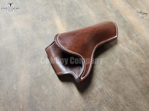 Western Leather Holster Gun Belt 44 / 45 Brown Hand Made Cowboy Revolver Pistol - Picture 9 of 14