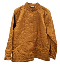 Classic Elements Jacket Size L Button Up Lined Gold Color Floral Print