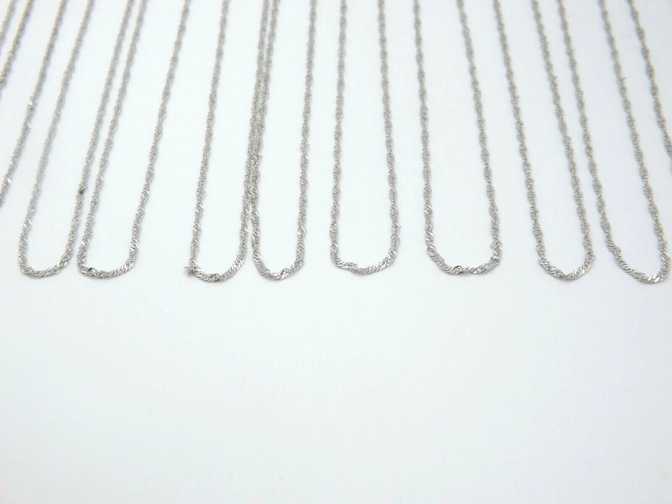 LOTE de 15 nuevos collares colgantes de cuerda delgada chapados en rodio de plata de ley, 17" Foto 3 de 4