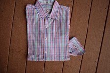 Multicolored plaid PETER MILLAR Button Front Long Sleeved Dress Shirt Large