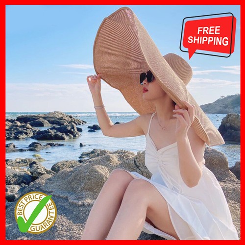 Large Wide Brim Straw Hat Women Beach 