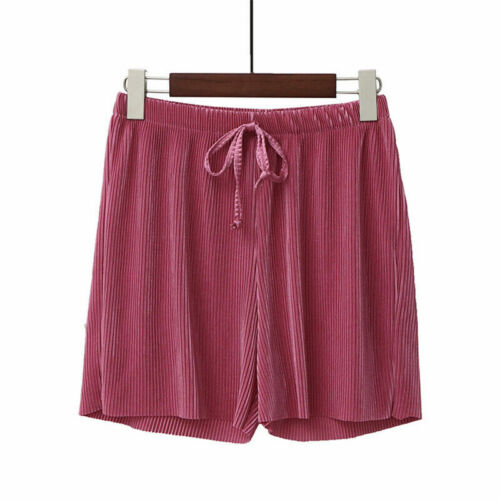 Women's Shorts Solid Wide Leg High Waist Drawstring Loose Casual Loungewear - Picture 12 of 18