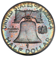 1963 Franklin Silver Half Dollar PCGS PR65 End Roll Album Toned Toning Toner PF