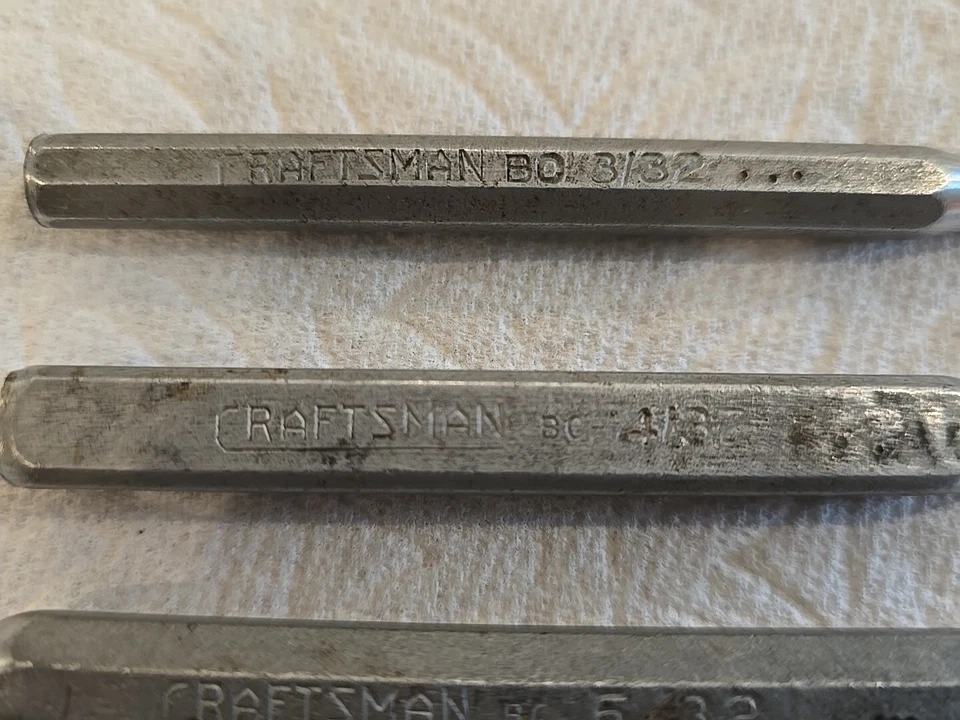 Craftsman EE. UU. Juego de perforadoras de cincel frío 3/32 4/32, 5/32, punzón, centro, alineación BC Foto 3 de 4