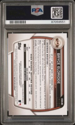 2023 Bowman Chrome Draft Autographs Gold Bryce Eldridge #40/50 PSA