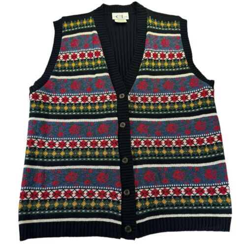Cricket Lane Vintage Knit Vest 80s 90s Cardigan S… - image 1