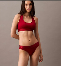NEW CALVIN KLEIN Juneberry Red Icon Cotton Modal Shine Underwear Panties M