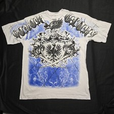 Graphic T-Shirt Honor Glory Eagle Shield Sword Crown Men White (3XL) Made in USA