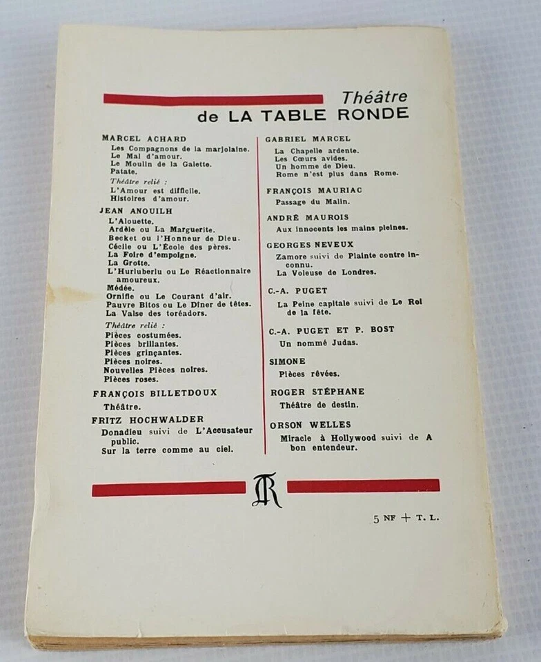 VTG Antigone (French) Paperback Book – 1947 by Jean Anouilh La Table Ronde - Image 3 of 4
