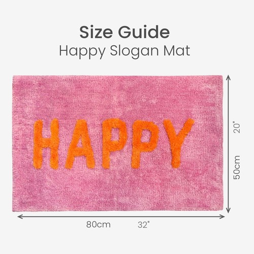 Tappetino da bagno colorato Happy Slogan antiscivolo 50 x 80 cm - tappeto bagno morbido assorbente - Foto 13 di 18