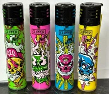 4 XClipper HIGH SKULLS 420 BLACK TOP Jet Windproof Flame Gas Refillable  LIGHTER
