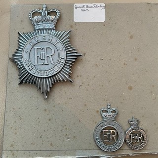 Gwent Constabulary Helmet Plate Collar & Cap badge British Police