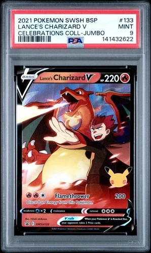 PSA 9 Lance'S Charizard V #133 2021 Pokemon Black Star Promo 141432622