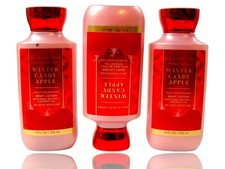  Lot of 3 Bath  Body Works "Winter Candy Apple" Body Lotion Moisturizer 8 oz.