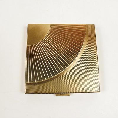 Vintage 1960s Max Factor Hollywood Gold tone Loose Powder Compact Made In USA