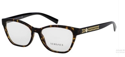 Versace Unisex Optical VE3265-108-54 Havana Gold Leaf Engraving