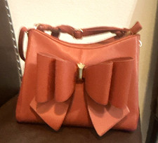 Women s Pink Small Shoulder Bag Purse w/ Bow Accent, Adjustable Strap Gold