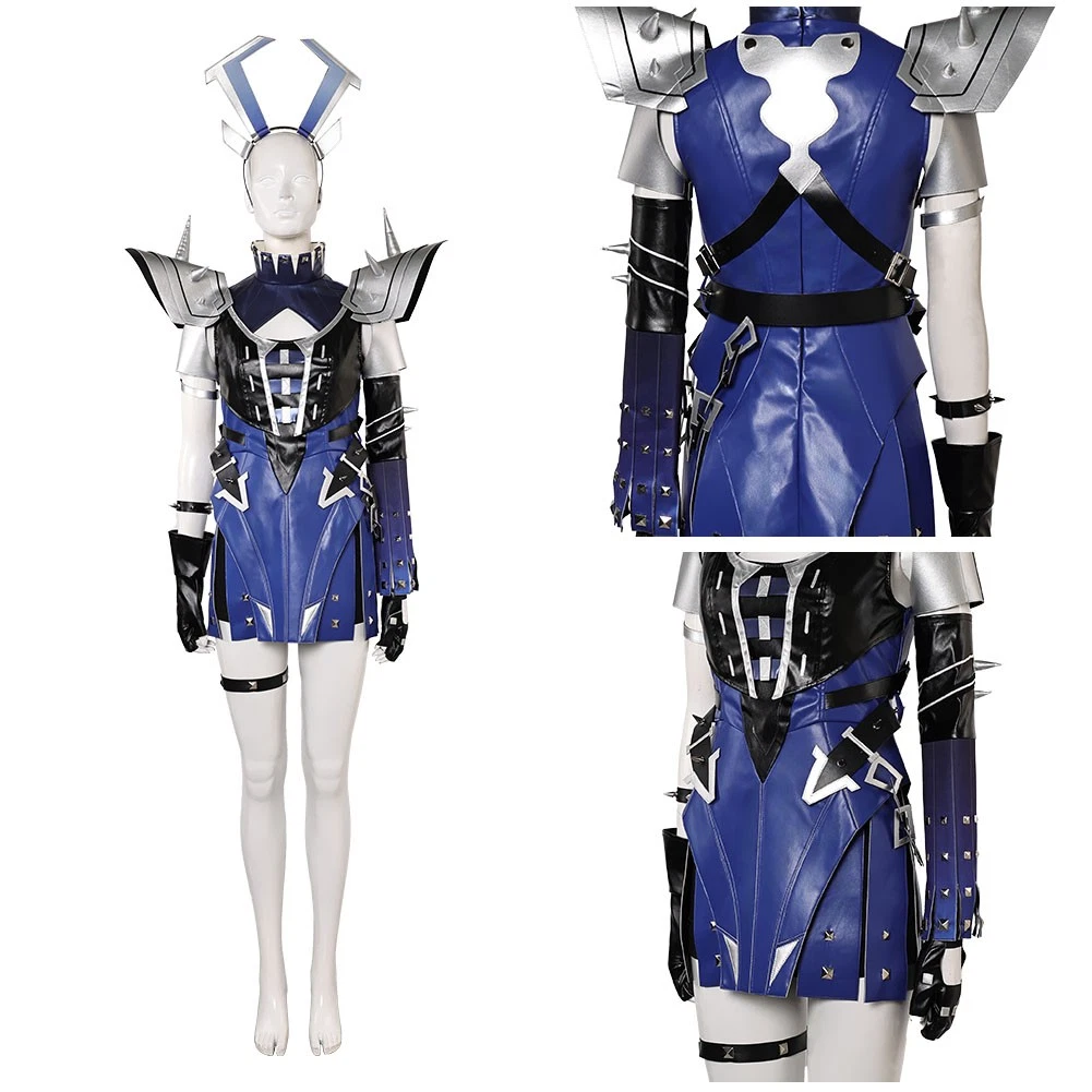 GIVENCHY Costume Marvel Rivals Magik‌ cosplay blu vestito Halloween set completo fascia pantaloni