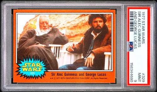 1977 STAR WARS #329 SIR ALEC GUINNESS AND GEORGE LUCAS PSA 9 MINT 4680