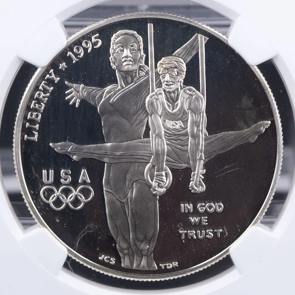 Certified 1995-P Silver $1 NGC PF69 Ultra Cameo Olympics Gymnastics  - Image 2 of 4
