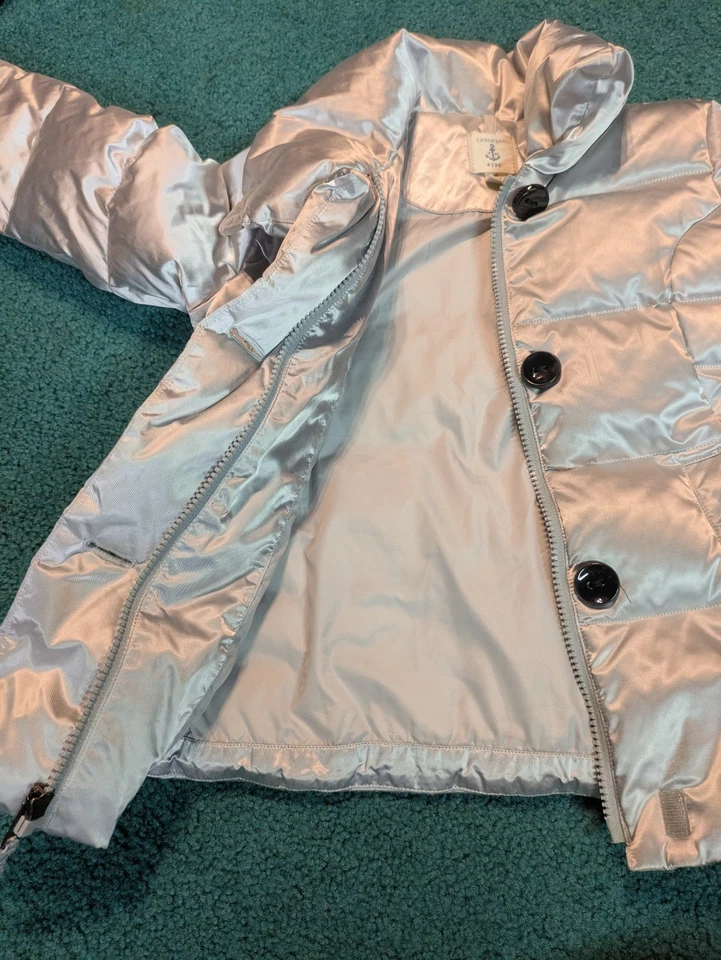 Chaqueta Abrigo Lands' End Niños Gris Plateado Plumón Mediana (5-6) - Cremallera, Botones Foto 4 de 4