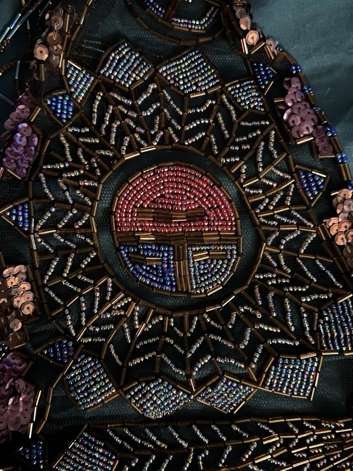 VTG Glass Hand Beaded Sequins SHAWL CAPELET Collar Cover-Up Belly Dance Costume  - Image 2 of 4