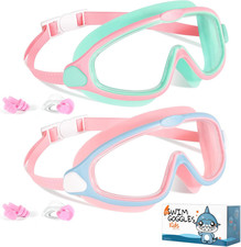 Kids Swim Goggles 2 Pack Swimming Goggles UV Protection Anti-Fog Goggles for Kid