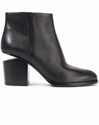 Alexander Wang Gabi Bootie Black Leather Rose Gold Plate Zip Women's EU 36.5