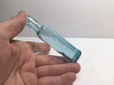 Small Antique Icy Blue Burst Top Medicine Vial /Medicine Bottle.