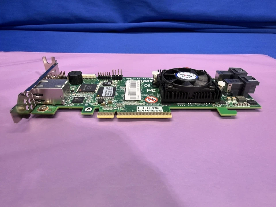 Areca Raid 6 Card ARC-1226-8I for Server RJ-45 Ethernet - Fan Runs - Read Below - Image 4 of 4