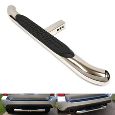 Polished Chrome 36" Towing Hitch Trailer Tow Hitch Step Bar 3" Round Curved Rear