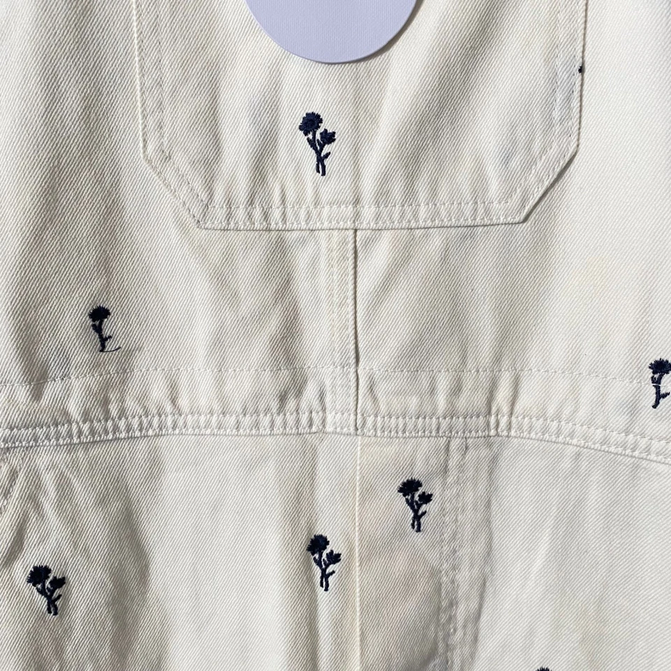 NUEVO CON ETIQUETAS STORIA Mujer Mono Vaquero Bordado Floral Crema Gran Tamaño Boho Talla S Foto 4 de 4