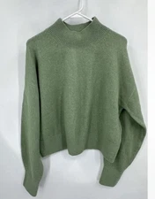 Atelier & Other Stories Wool Blend Avocado Green Mock Neck Sweater Medium Boxy