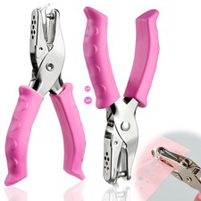 2 Pcs Single Hole Punch 1/4"  1/8" Handheld Paper Puncher with Soft Pink Grip