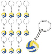 12 Pcs Volleyball Keychain Bulk, Volleyball Keychains Blue White Yellow