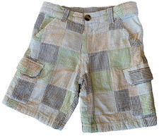 2009 GYMBOREE Spring Car Classic Stripe Seersucker Patchwork Cargo Shorts 5 Yrs