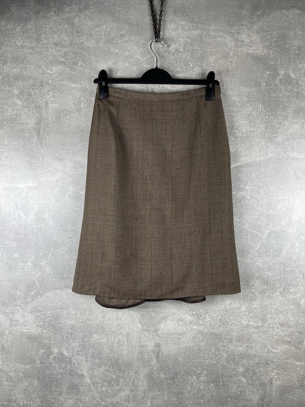 Dolce & Gabbana Wool Glen Check Flared Skirt Brown Made in Italy Size IT 40