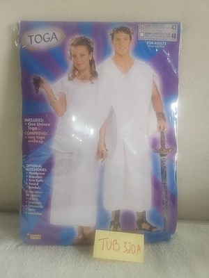 Adult Toga Costume White Robe Polyester Unisex Size L New in Package One Robe