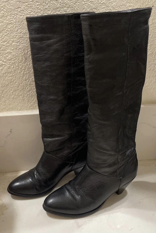 Botas altas Lisa vintage años 80 90 para mujer Frye de cuero negro talla 7 Foto 2 de 4