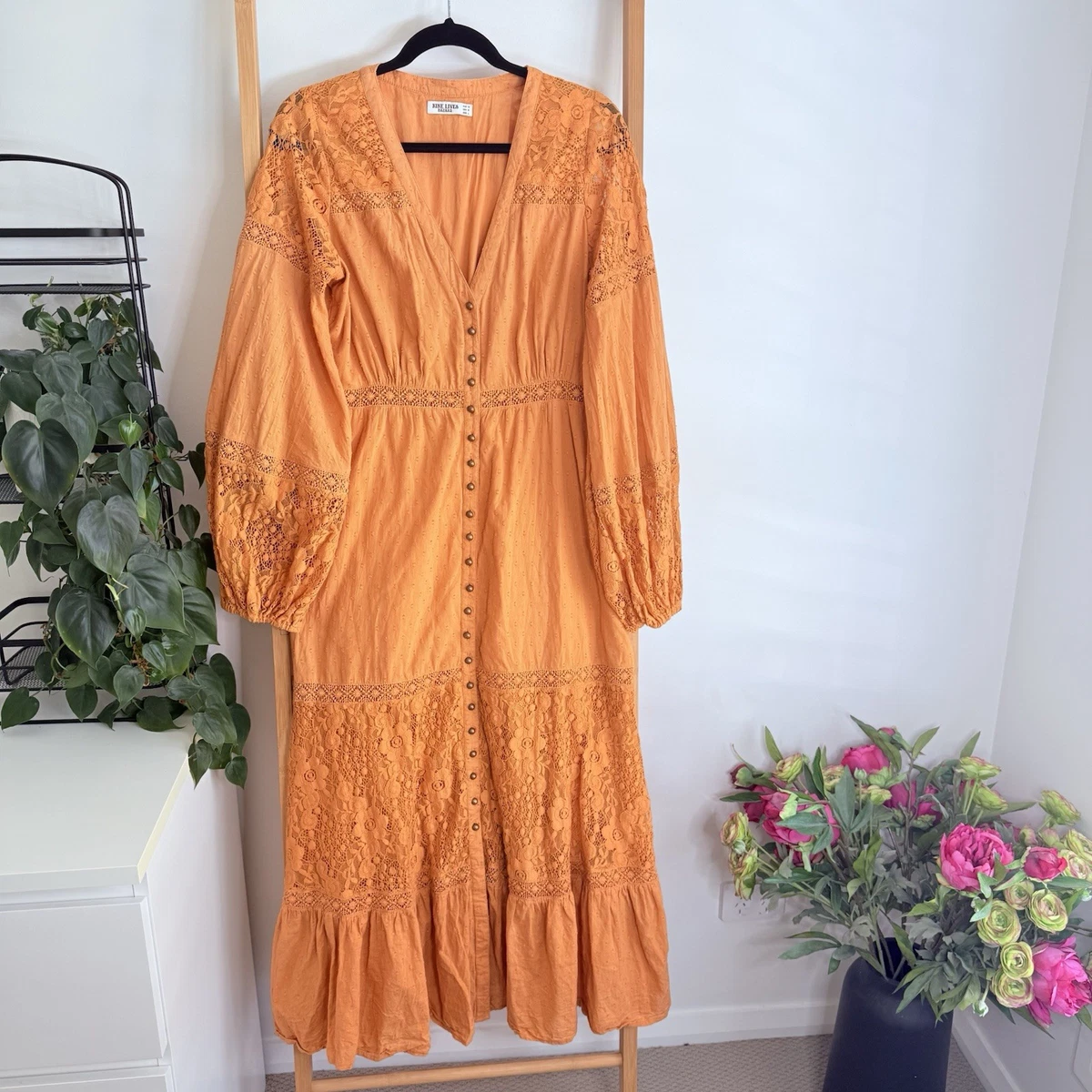 chinese dress ladies Spell Maiden Lace Midi Dress Antique White / XL main image 0