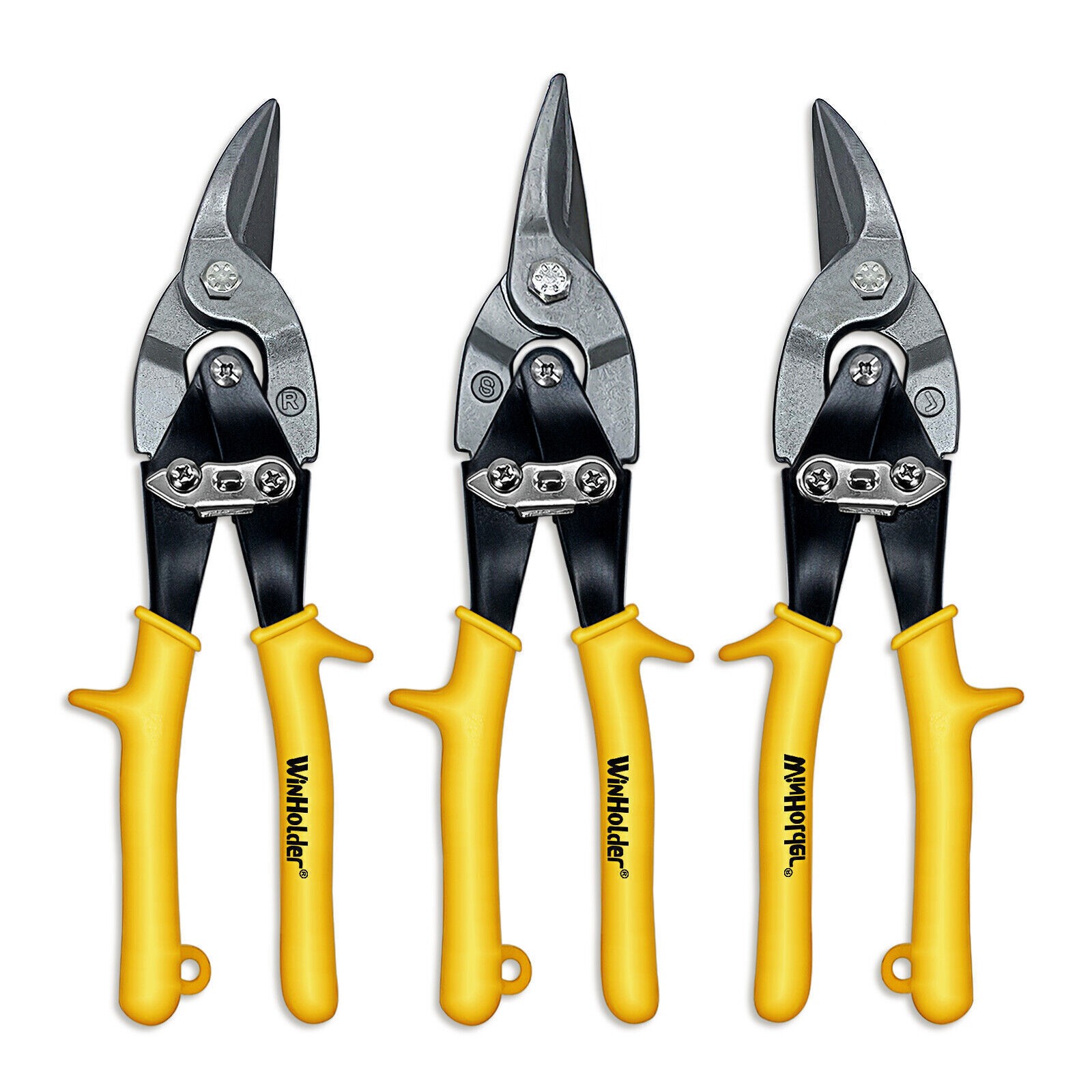3PCS Aviation Tin Snips Left Straight Right Cut with Hang Hole Safety Latch
