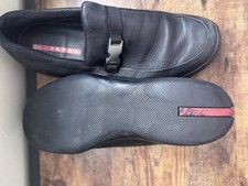 PRADA 4E0063 Black Leather Men’s Loafers US 13 | 100% Authentic | Italian Luxury