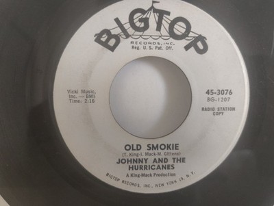 JOHNNY & THE HURRICANES - ''OLD SMOKIE - HIGH VOLTAGE'' / PROMO! / BIG TOP 1961