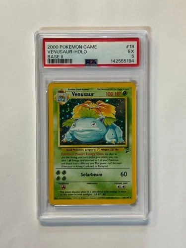 2000 Pokemon Base Set 2 Venusaur Holo #18 PSA 5 EX