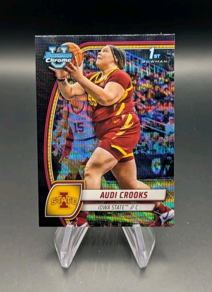 2024-25 1st Bowman University Chrome #9 Audi Crooks Black Wave Refractor Rookie